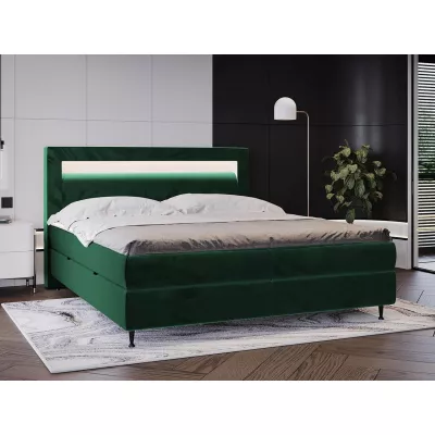 Hotelová posteľ s LED osvetlením 180x200 ORLANDO - zelená + topper ZDARMA