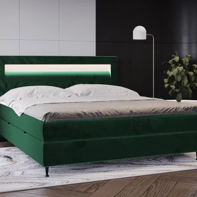 Hotelová posteľ s LED osvetlením 160x200 ORLANDO - zelená + topper ZDARMA