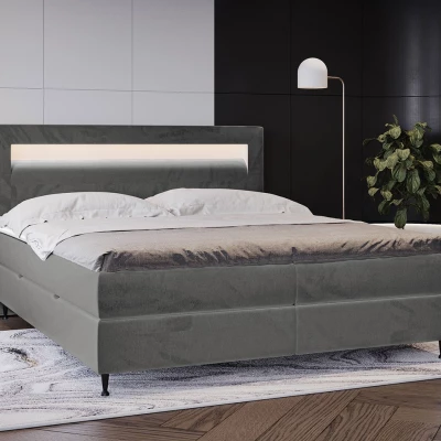 Hotelová posteľ s LED osvetlením 180x200 ORLANDO - šedá + topper ZDARMA