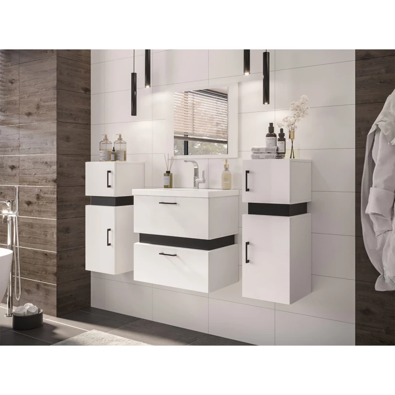 Kúpeľňový set s umývadlom LERA 6 - biely / čierny + sifón ZDARMA