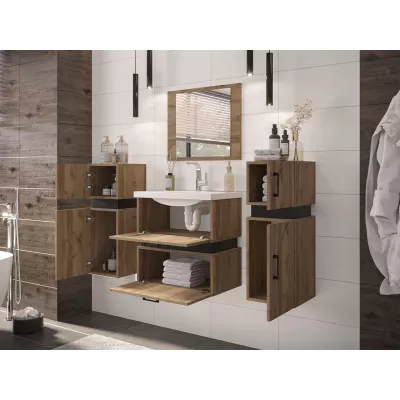 Kúpeľňový set s umývadlom LERA 6 - dub wotan / čierny + sifón ZDARMA
