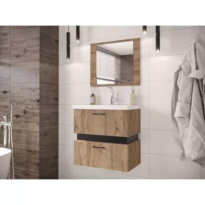 Kúpeľňový set s umývadlom LERA 5 - dub wotan / čierny + sifón ZDARMA