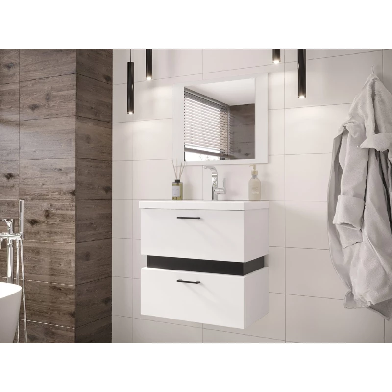 Kúpeľňový set s umývadlom LERA 5 - biely / čierny + sifón ZDARMA