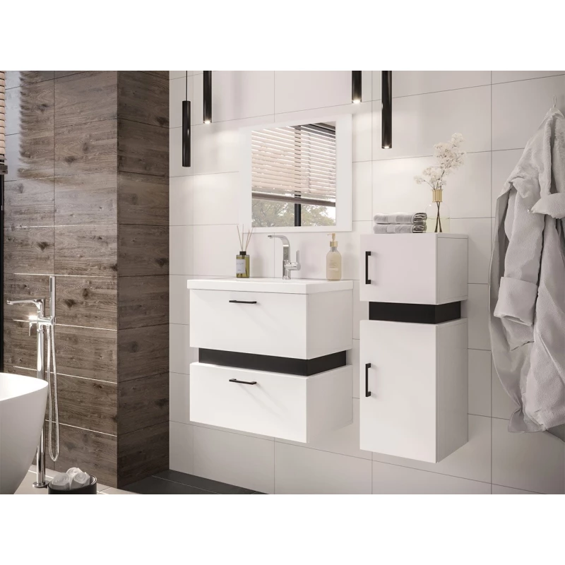 Kúpeľňový set s umývadlom LERA 4 - biely / čierny + sifón ZDARMA