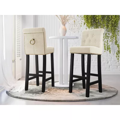 Luxusná čalúnená barová stolička ELITE - čierna / béžová