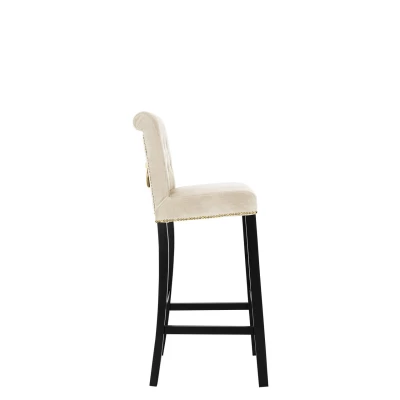 Luxusná čalúnená barová stolička ELITE - čierna / béžová