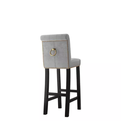 Luxusná čalúnená barová stolička ELITE - čierna / svetlá šedá