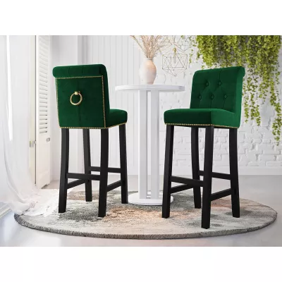 Luxusná čalúnená barová stolička ELITE - čierna / zelená