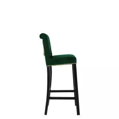 Luxusná čalúnená barová stolička ELITE - čierna / zelená