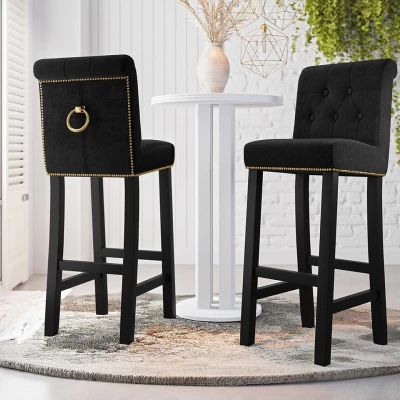Luxusná čalúnená barová stolička ELITE - čierna