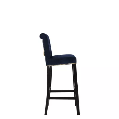 Luxusná čalúnená barová stolička ELITE - čierna / modrá