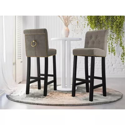 Luxusná čalúnená barová stolička ELITE - čierna / tmavá šedá