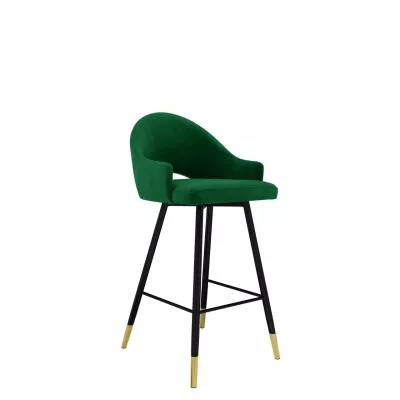 Čalúnená barová stolička HILARY - čierna / zlatá / zelená