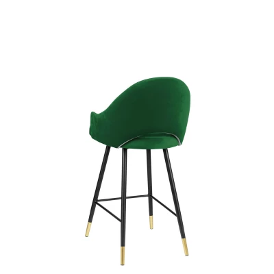 Čalúnená barová stolička HILARY - čierna / zlatá / zelená