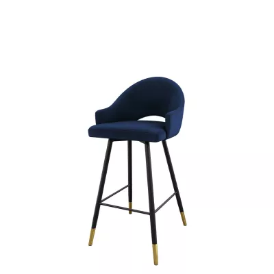 Čalúnená barová stolička HILARY - čierna / zlatá / modrá