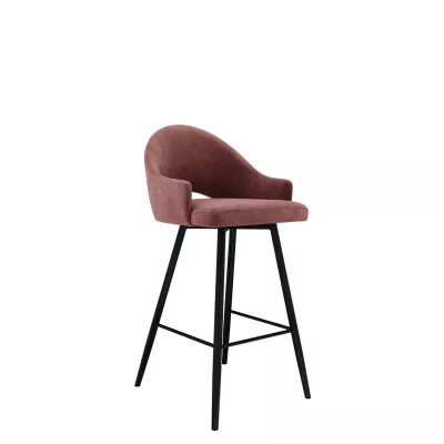 Čalúnená barová stolička HILARY - čierna / ružová