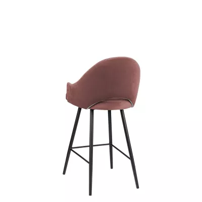 Čalúnená barová stolička HILARY - čierna / ružová