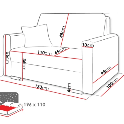 Dvojmiestna rozkladacia pohovka PENN 1 - smotanová