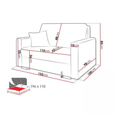 Dvojmiestna rozkladacia pohovka PENN 1 - smotanová
