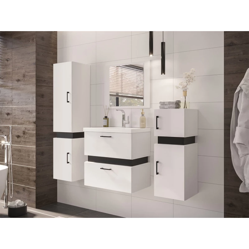Kúpeľňový set LERA 1 - biely / čierny + sifón ZDARMA