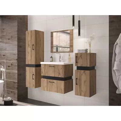 Kúpeľňový set s umývadlom LERA 1 - dub wotan / čierny + sifón ZDARMA