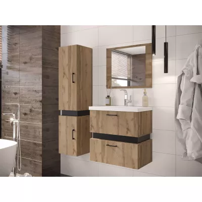 Kúpeľňový set LERA 3 - dub wotan / čierny + sifón ZDARMA