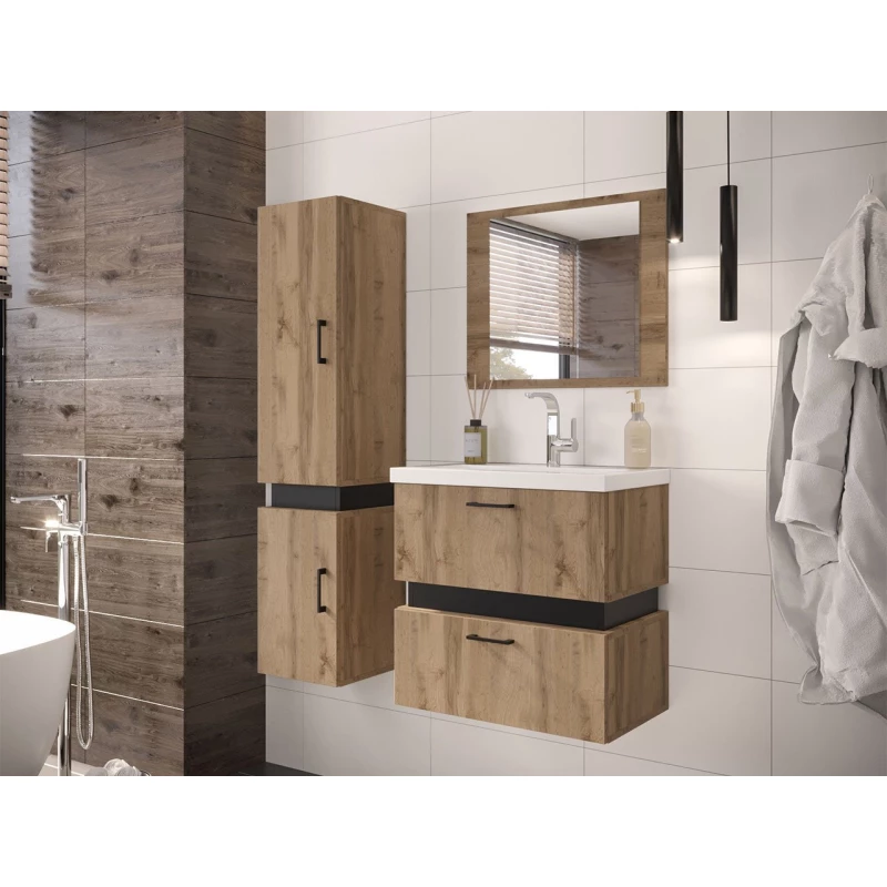 Kúpeľňový set s umývadlom LERA 3 - dub wotan / čierny