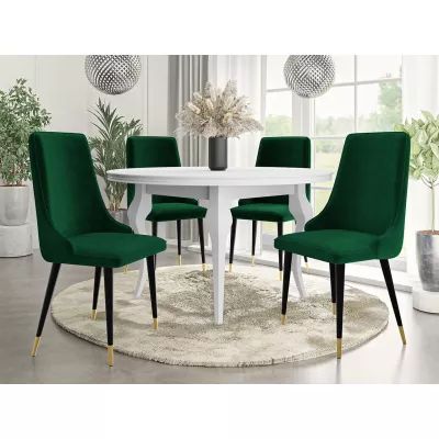 Čalúnená stolička do jedálne FEMBROK - čierna / zlatá / zelená