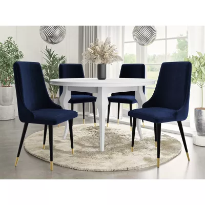 Čalúnená stolička do jedálne FEMBROK - čierna / zlatá / modrá