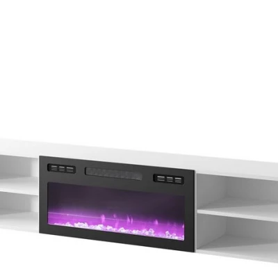 TV stolík s elektrickým krbom MALEN 1 - čierny / lesklý biely