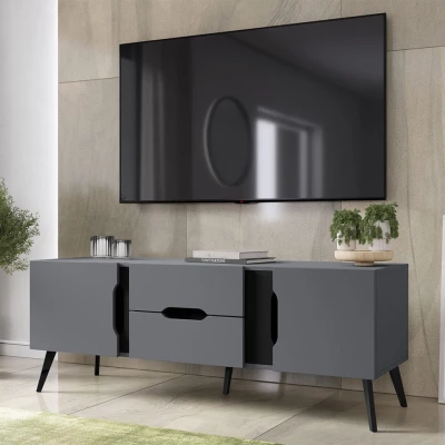 TV stolík so šuplíkmi LIEN - šedý / čierny