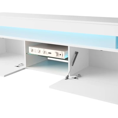 TV stolík s LED osvetlením USOA - lesklý biely