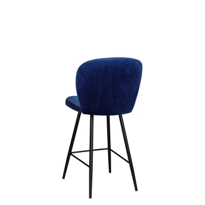 Čalúnená barová stolička MOREEN - čierna / modrá