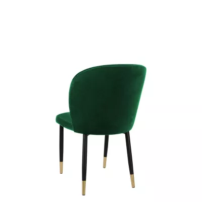 Čalúnená jedálenská stolička MOREEN - čierna / zlatá / zelená