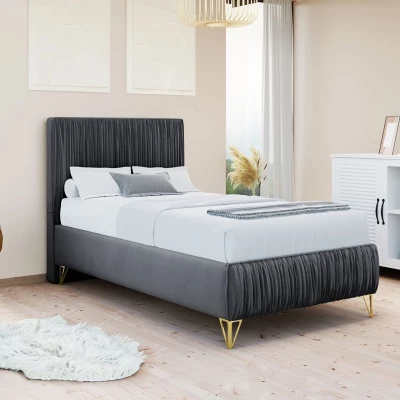 Čalúnená jednolôžková posteľ 90x200 HILARY - šedá