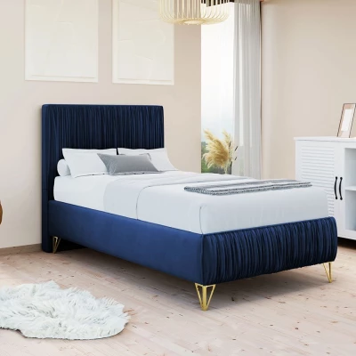 Čalúnená jednolôžková posteľ 90x200 HILARY - modrá