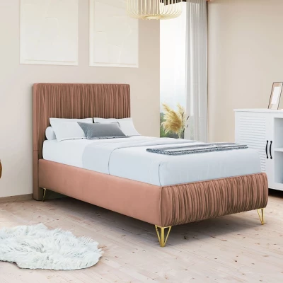 Čalúnená jednolôžková posteľ 80x200 HILARY - ružová