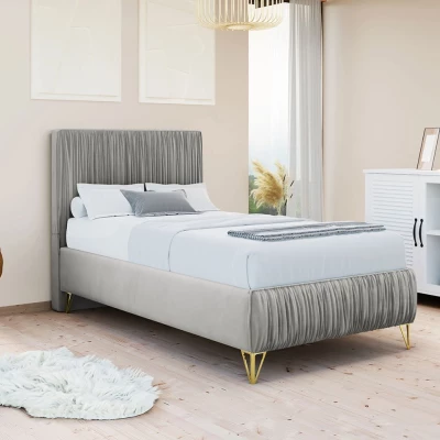 Čalúnená jednolôžková posteľ 80x200 HILARY - svetlá šedá