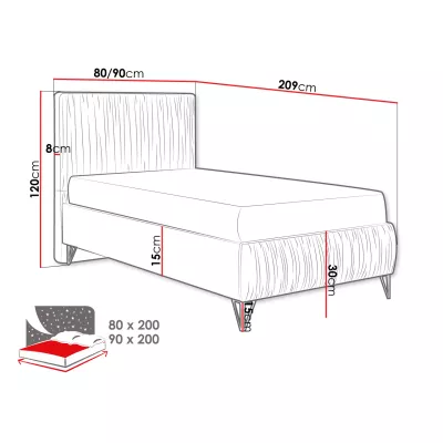 Čalúnená jednolôžková posteľ 80x200 HILARY - škoricová