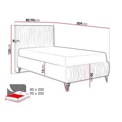 Čalúnená jednolôžková posteľ 90x200 HILARY - krémová