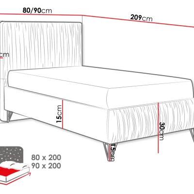 Čalúnená jednolôžková posteľ 90x200 HILARY - škoricová