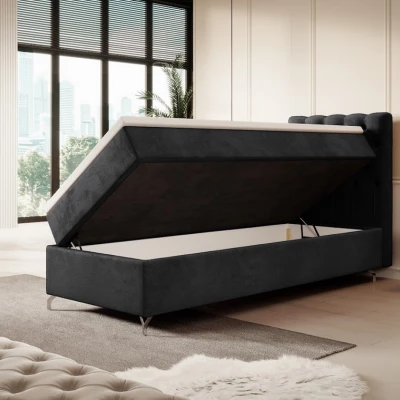 Čalúnená posteľ 90x200 ADRIA COMFORT s úložným priestorom - pravá, svetlo grafitová