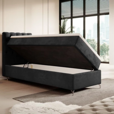 Čalúnená posteľ 90x200 ADRIA COMFORT s úložným priestorom - ľavá, svetlo grafitová