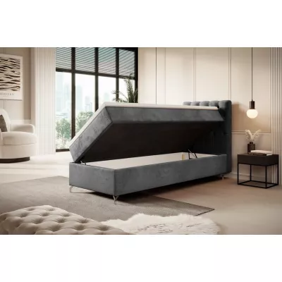 Čalúnená posteľ 90x200 ADRIA COMFORT s úložným priestorom - pravá, šedá