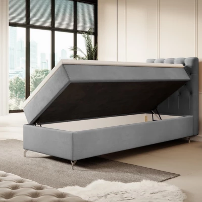 Čalúnená posteľ 90x200 ADRIA COMFORT s úložným priestorom - pravá, svetlo šedá
