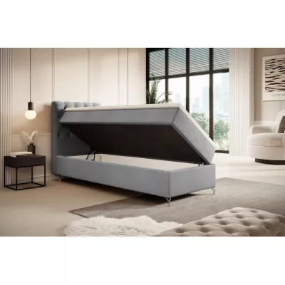 Čalúnená posteľ 90x200 ADRIA COMFORT s úložným priestorom - ľavá, svetlo šedá