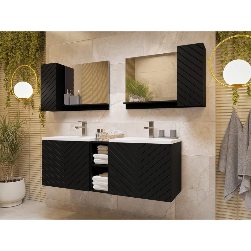 Zostava do kúpeľne PRESTA 5 - čierna + 2x umývadlo ZDARMA