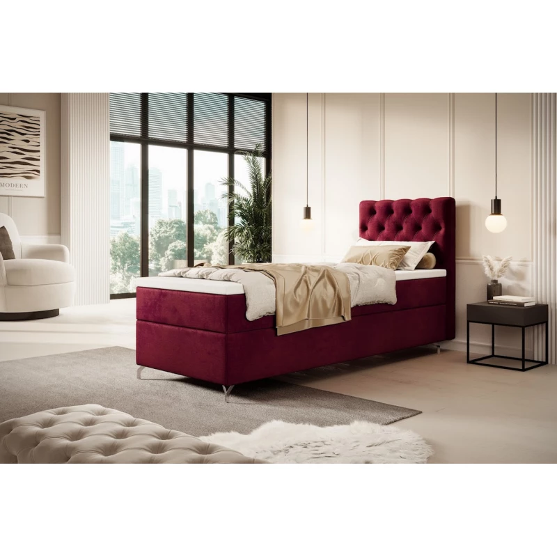 Čalúnená posteľ 90x200 ADRIA COMFORT s úložným priestorom - ľavá, červená