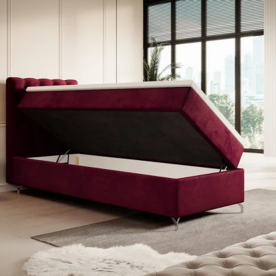 Čalúnená posteľ 90x200 ADRIA COMFORT s úložným priestorom - ľavá, červená