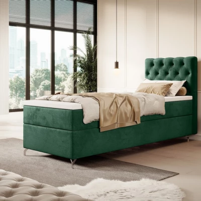 Čalúnená posteľ 90x200 ADRIA COMFORT s úložným priestorom - pravá, zelená